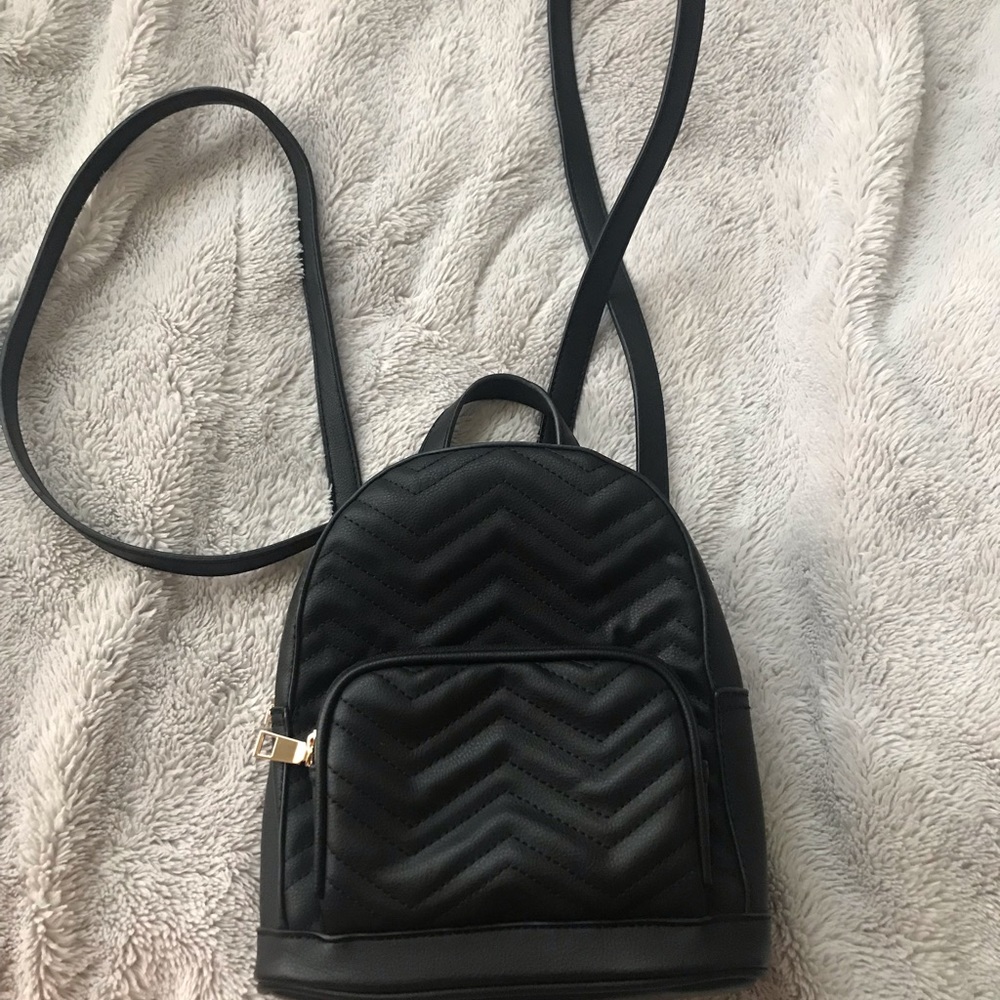 Mini vegan black backpack